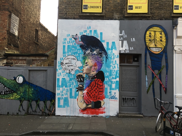 London, Shoreditch, Street Art, artist, Preem Restaurant, 2016,Lora Zombie, Bault