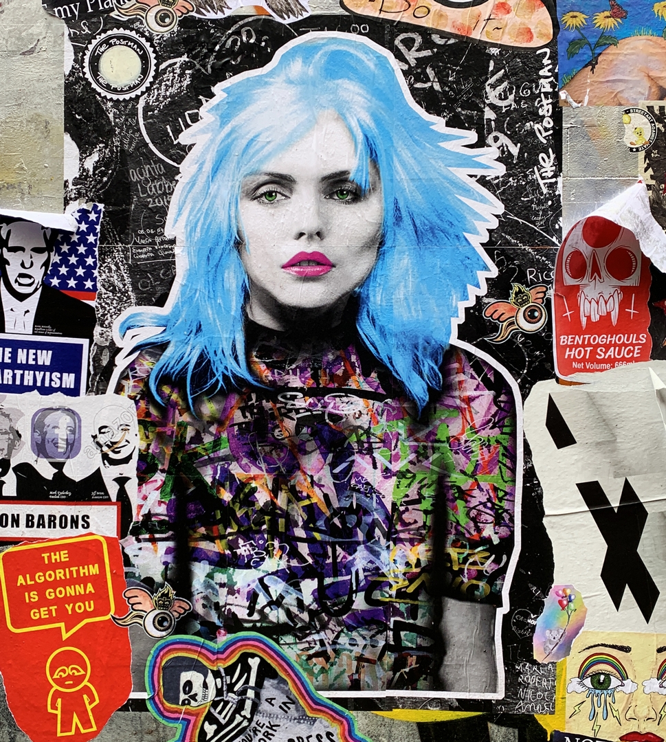 paste up street art of rock star Debbie Harry from Blondie by Postmans Art