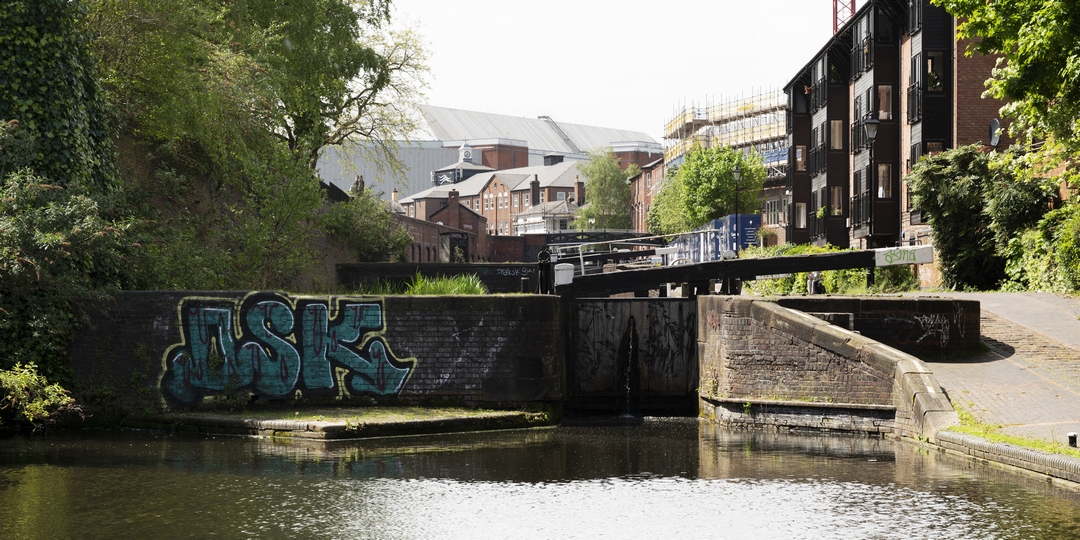 Post industrial heritage shot with The Birmingham & Fazeley Canal in Birmingham